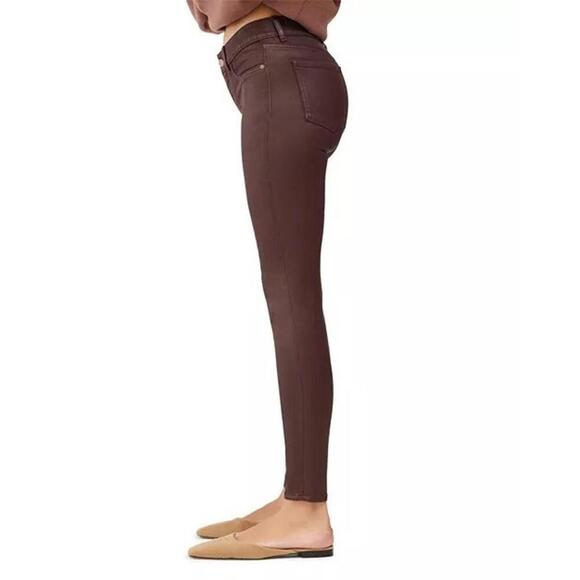 DL1961 Florence Mid Rise Coated Skinny Denim Jeans Women's Size 25 Dark Sequoia - Picture 3 of 5